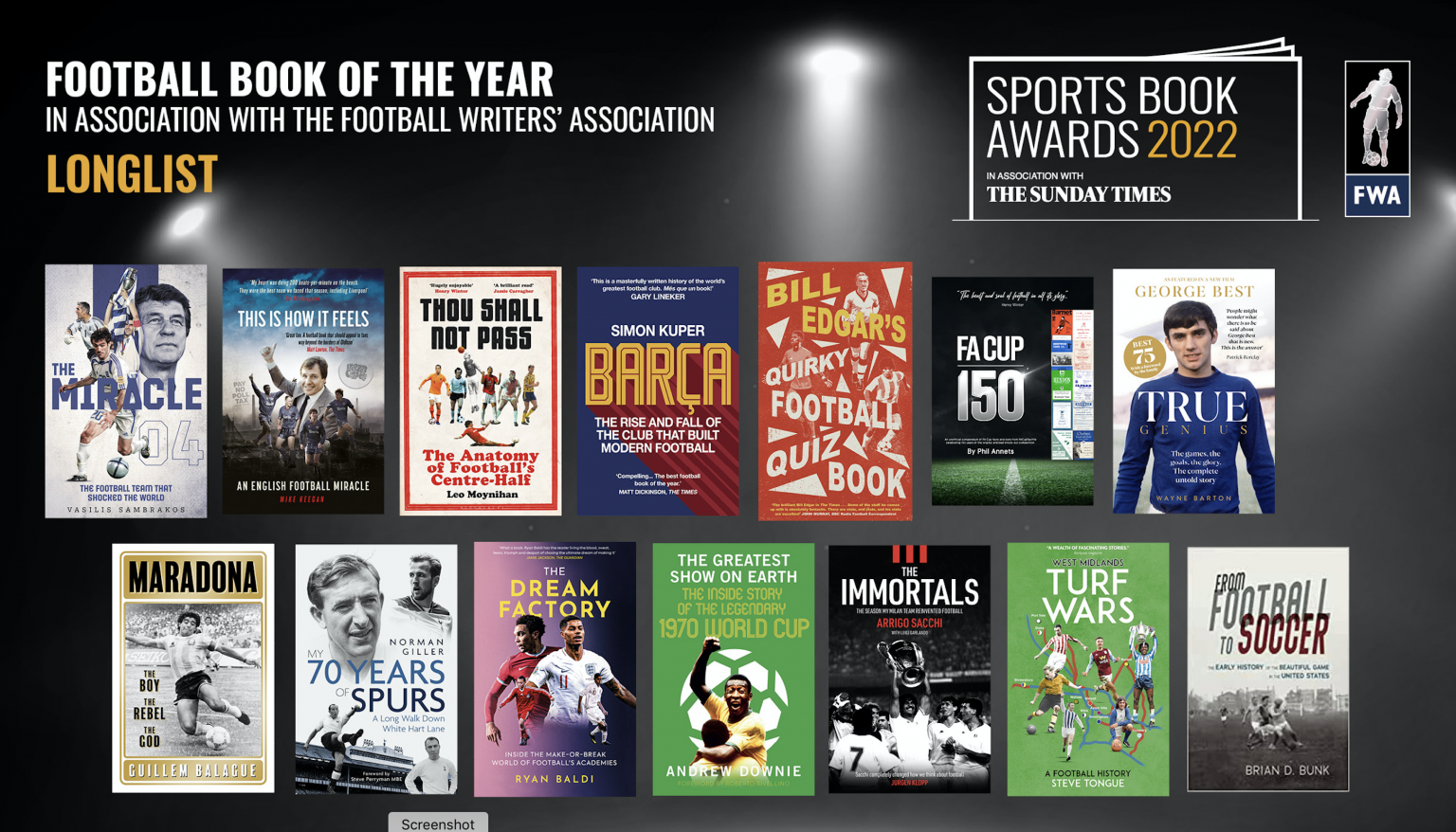 Football Book of the Year Long list revealed Football Writers